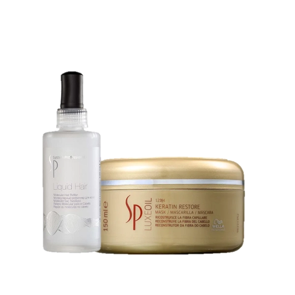 Produto: SP System Professional Luxe Oil Keratin Restore Mascara Capilar 150ml e Liquid Hair 100ml