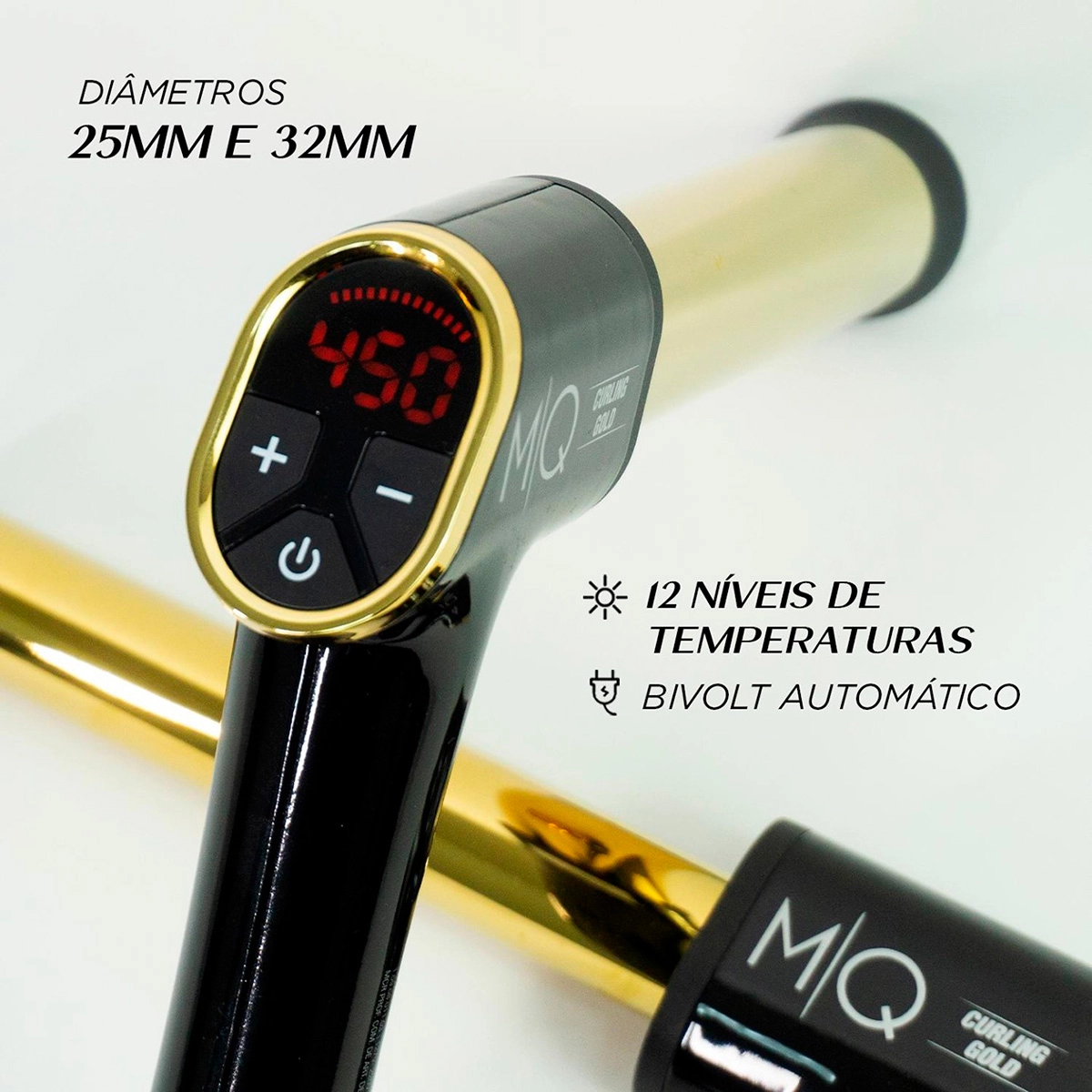 Produto: Kit MQ Professional Modelador Curling Gold 25mm e Prancha MQPro480 Titanium (2 Produtos)