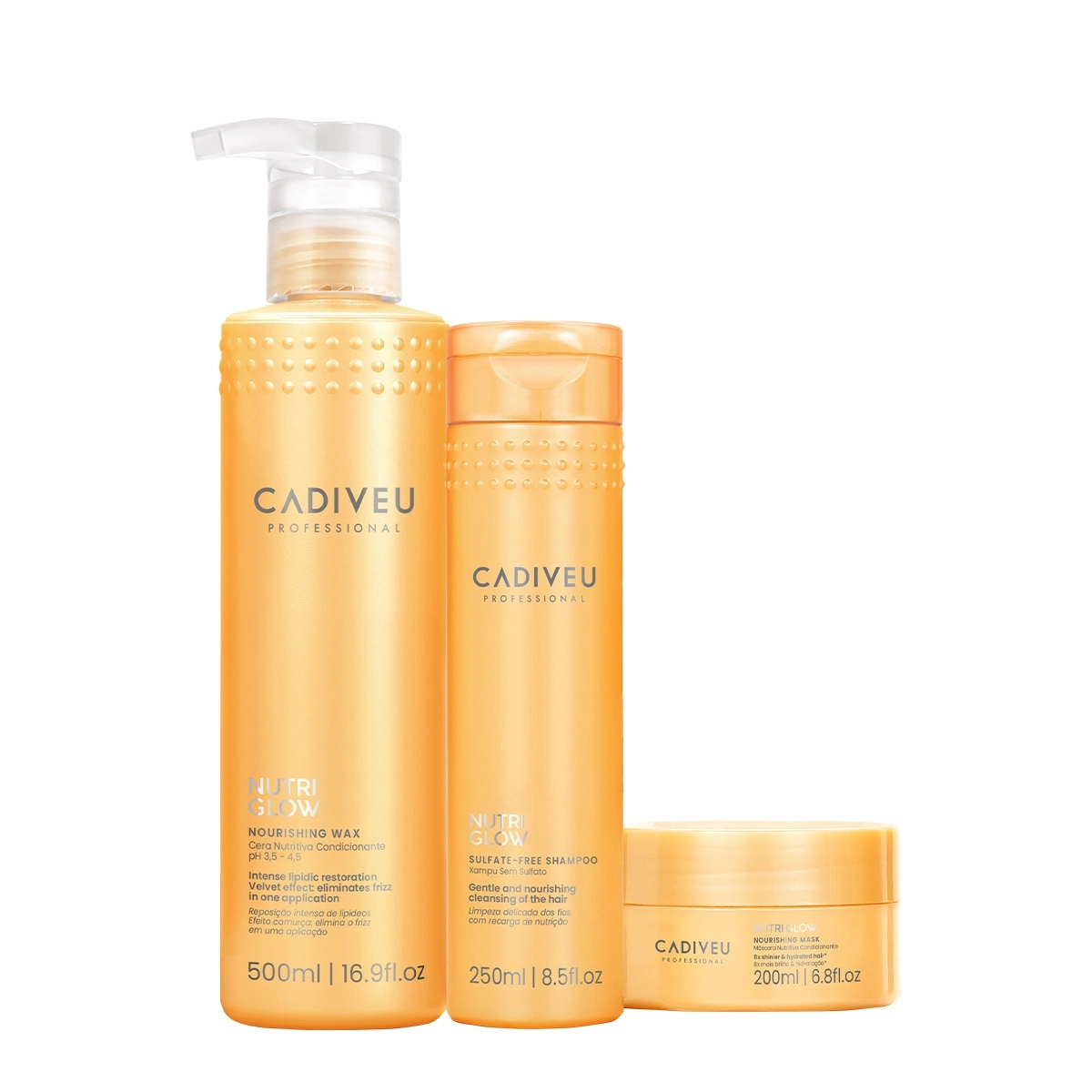 Produto: Kit Cadiveu Professional Nutri Glow Shampoo Máscara p e Cera (3 produtos)