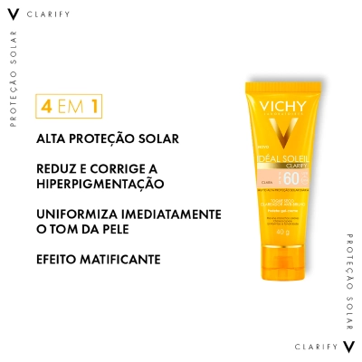 Produto: Protetor Solar Com Cor Vichy Idéal Soleil Clarify Fps 60 Clara 40g