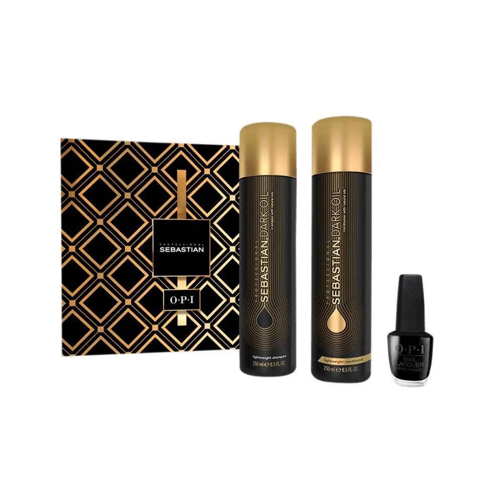 Kit Sebastian Professional Dark Oil Shampoo 250ml Condicionador 250ml Esmalte OPI Black 15ml Produto Kit Sebastian Professional Dark Oil Shampoo 250ml Condicionador 250ml Esmalte OPI Black 15ml