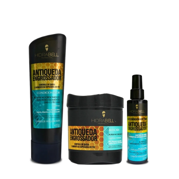 Produto: Hidrabell Antiqueda Engrossador Condicionador 400g Mascara 450g e Spray Condicionante 120ml