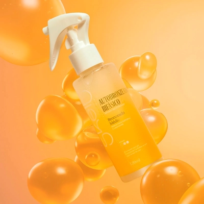Produto: Kit Autobronzeador Bifásico Spray e Luva Aplicadora Skelt 120ml