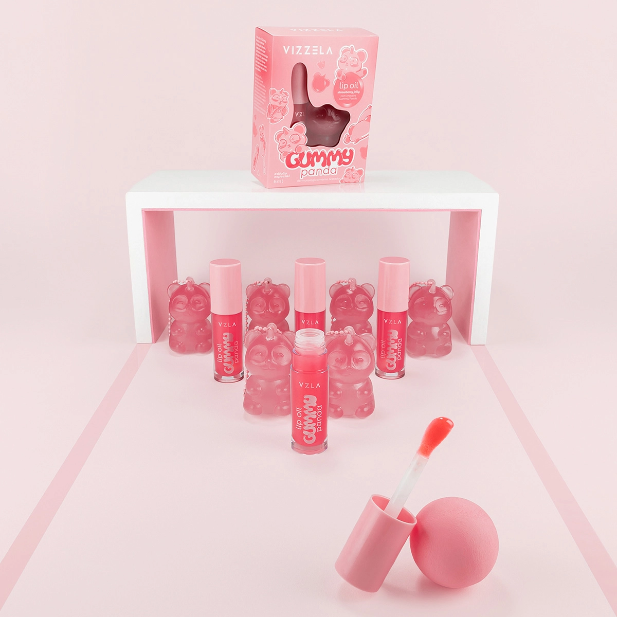 Produto Lip Oil Gummy Panda Strawberry Jelly Vizzela Gummy Panda 6ml