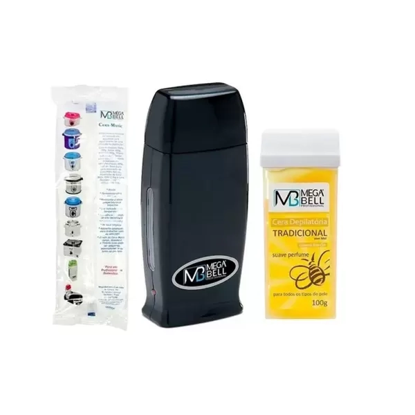 Mega Bell Kit Para Depilaçao com Aparelho Roll-on Preto Bivolt Produto: Mega Bell Kit Para Depilaçao com Aparelho Roll-on Preto Bivolt