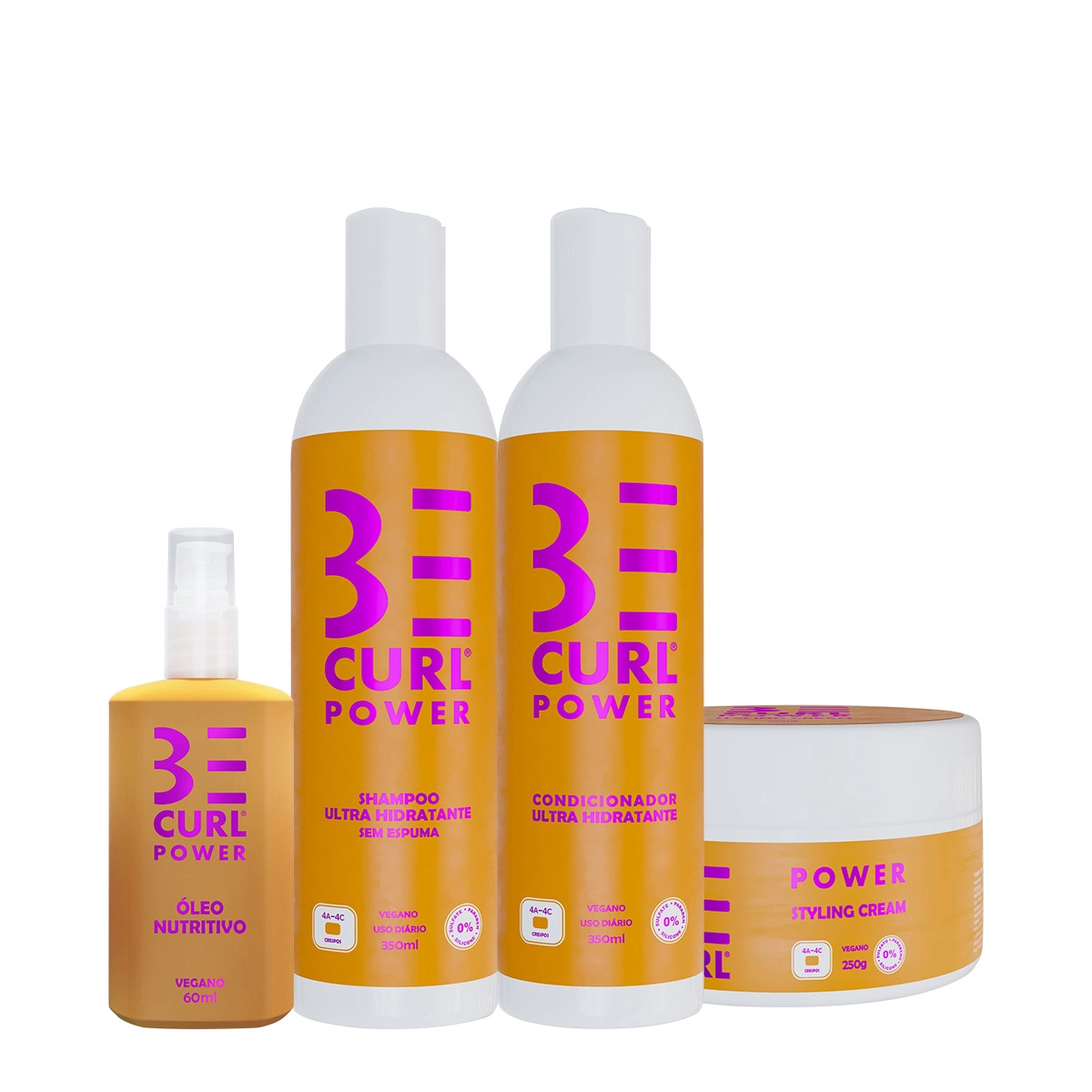 Produto: Kit Be Curl Power Shampoo Condicionador e Oléo (4 produtos)