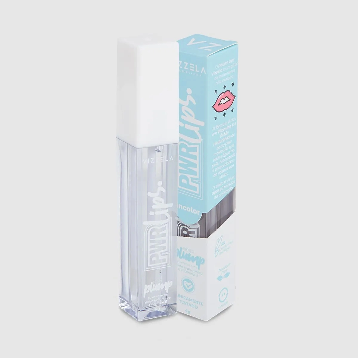 Produto: Gloss Labial Power Lips Top Coat Incolor Vizzela Power Lips 4g