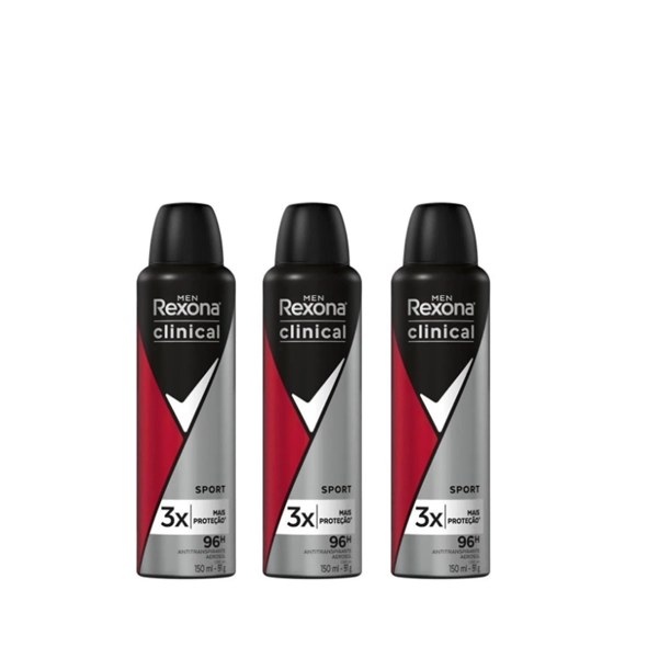 Produto: Rexona Clinical Desodorante Aerosol Sport Vermelho 150ml C/3