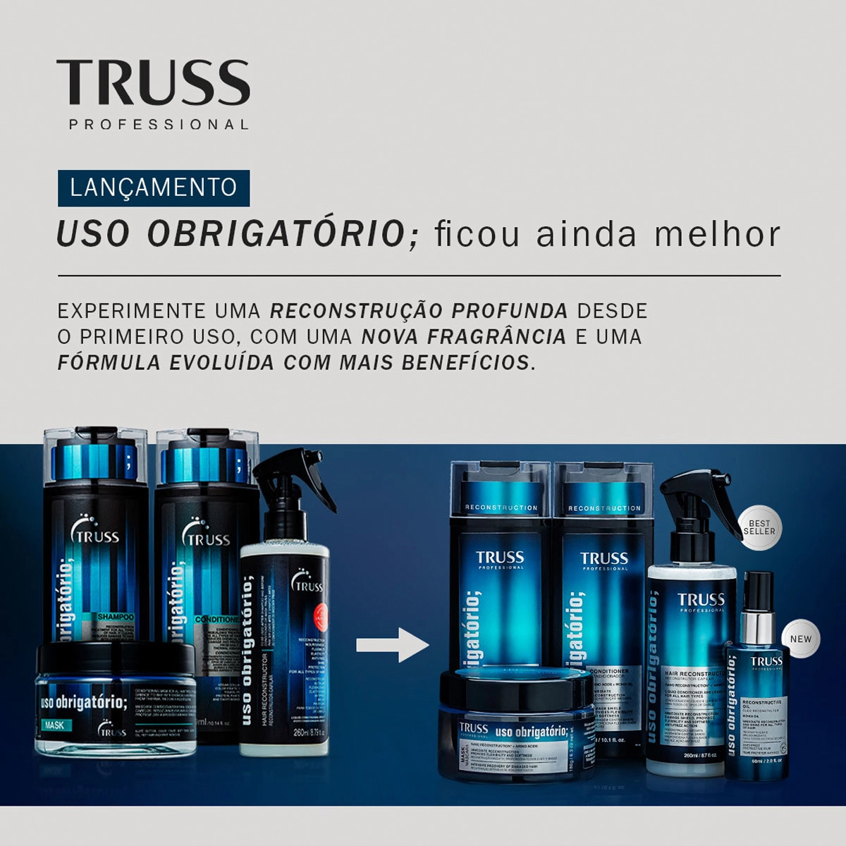 Produto: Truss Uso Obrigatório Shampoo Condicionador e Óleo Capilar G (3 produtos)
