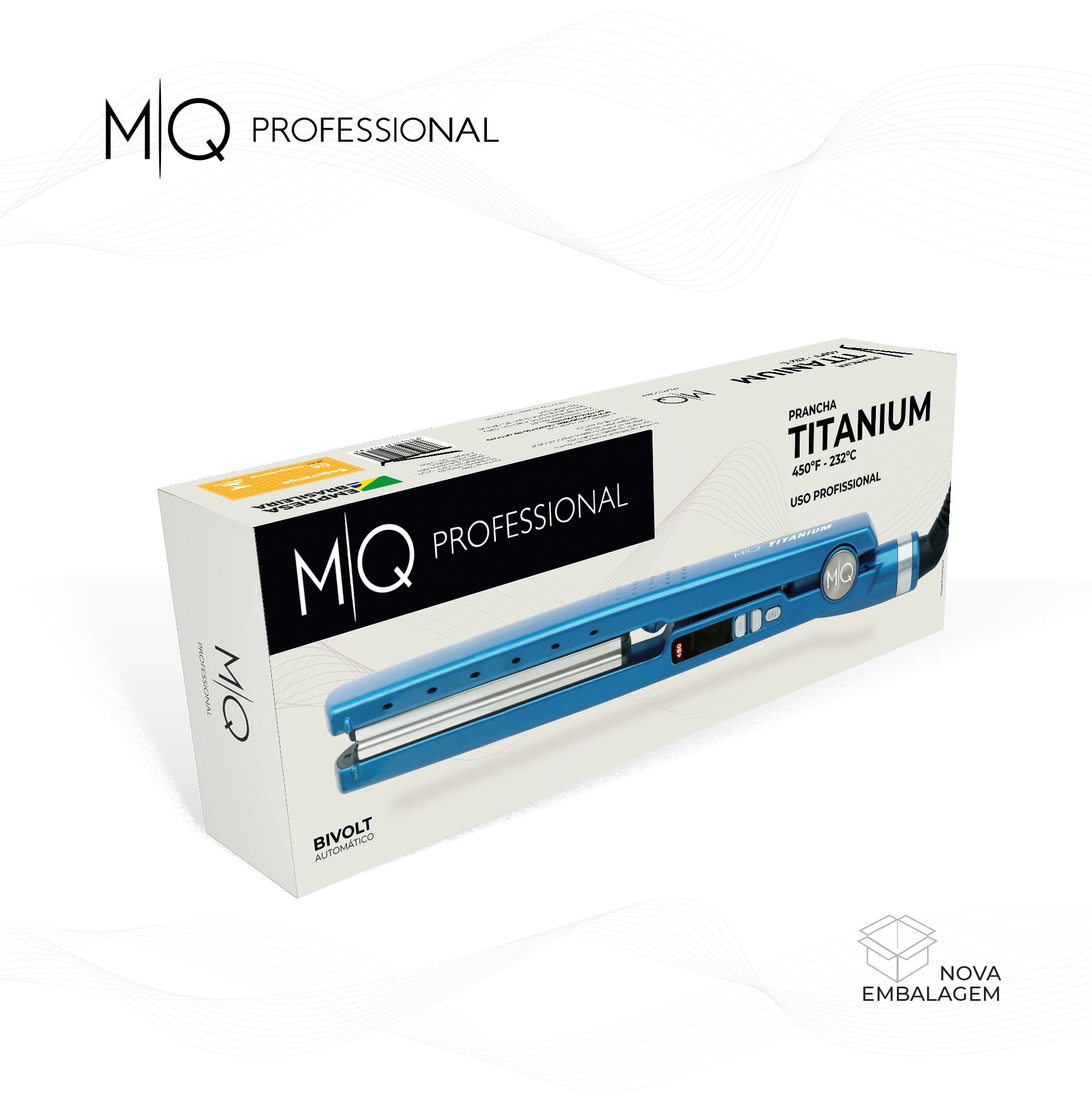 Prancha de Cabelo Titanium MQ Professional Azul Bivolt Produto Prancha de Cabelo Titanium MQ Professional Azul Bivolt