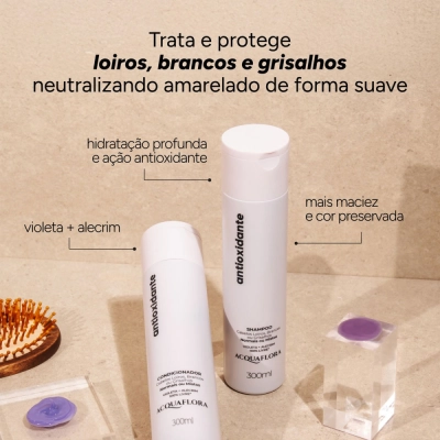 Shampoo Desamarelador Antioxidante Acquaflora Normais ou Mistos 300ml Produto Shampoo Desamarelador Antioxidante Acquaflora Normais ou Mistos 300ml