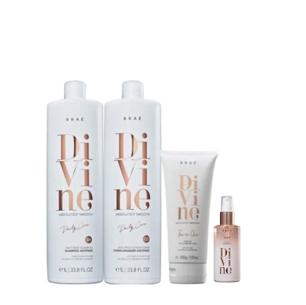 Produto: Kit Braé Divine Shampoo 1L Condicionador 1L Leave-in 200g e Serum 60ml