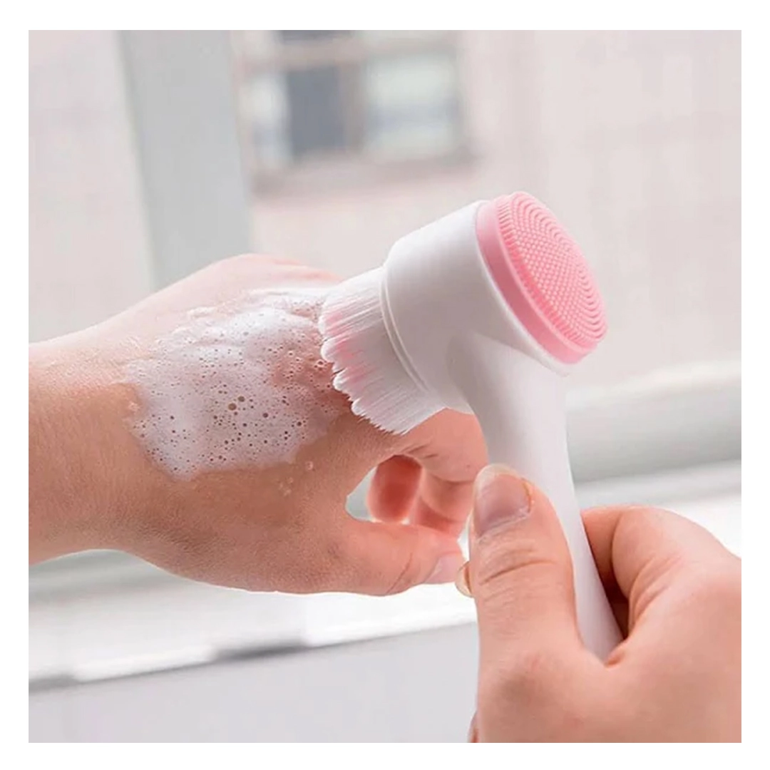 Produto Escova de Limpeza e Massagem Facial 2 em 1 Evas Branco e Rosa