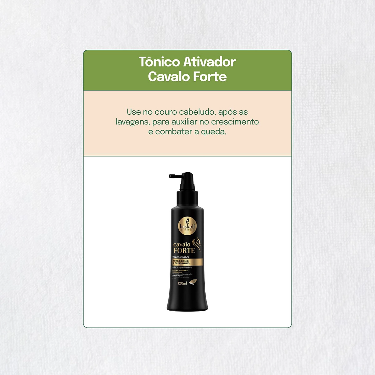 Tônico Ativador Haskell Cavalo Forte 120ml Produto Tônico Ativador Haskell Cavalo Forte 120ml