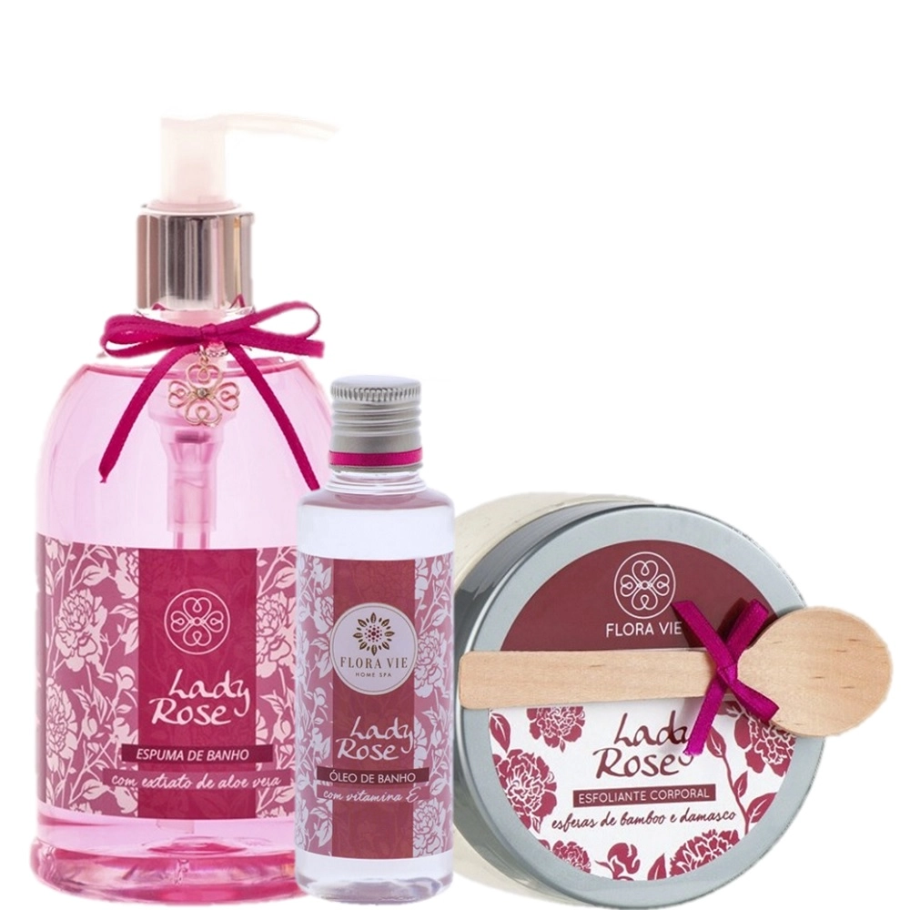 Kit Flora Vie Lady Rose Perfume e Limpeza Suave (3 Produtos) Produto: Kit Flora Vie Lady Rose Perfume e Limpeza Suave (3 Produtos)