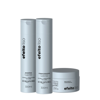 Produto: Kit Tratamento Capilar Efeito Liso Acquaflora Shampoo 300ml Condicionador 300ml Máscara 250g
