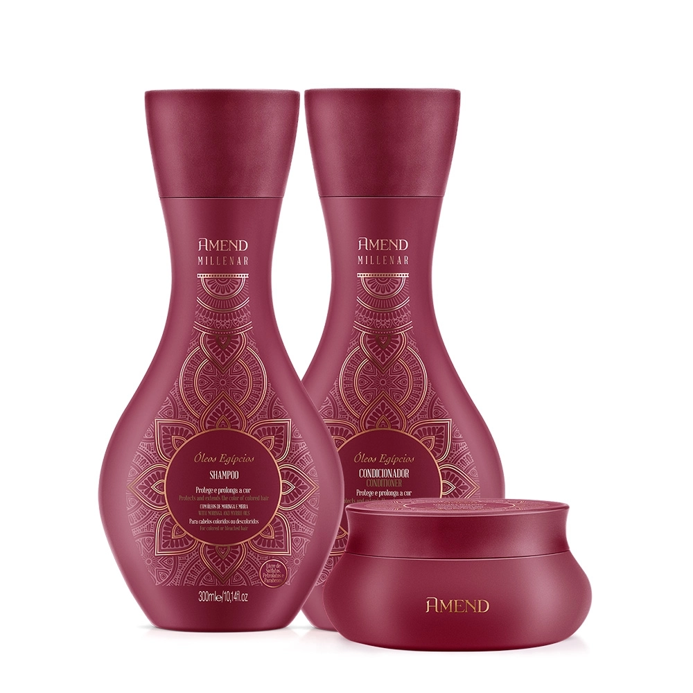 Kit Amend Millenar Óleos Egípcios Shampoo Condicionador e Máscara (3 produtos) Produto: Kit Amend Millenar Óleos Egípcios Shampoo Condicionador e Máscara (3 produtos)