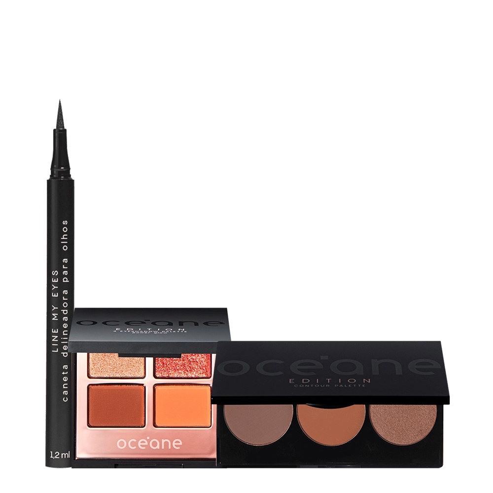 Produto: Kit Océane Edition Paleta Contour + Caneta Line My Eyes e Sombra Power Glow (3 produtos)
