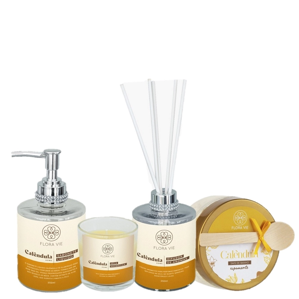Produto: Kit Flora Vie Calendula Aroma Relaxante e Tratamento de Pele (4 Produtos)