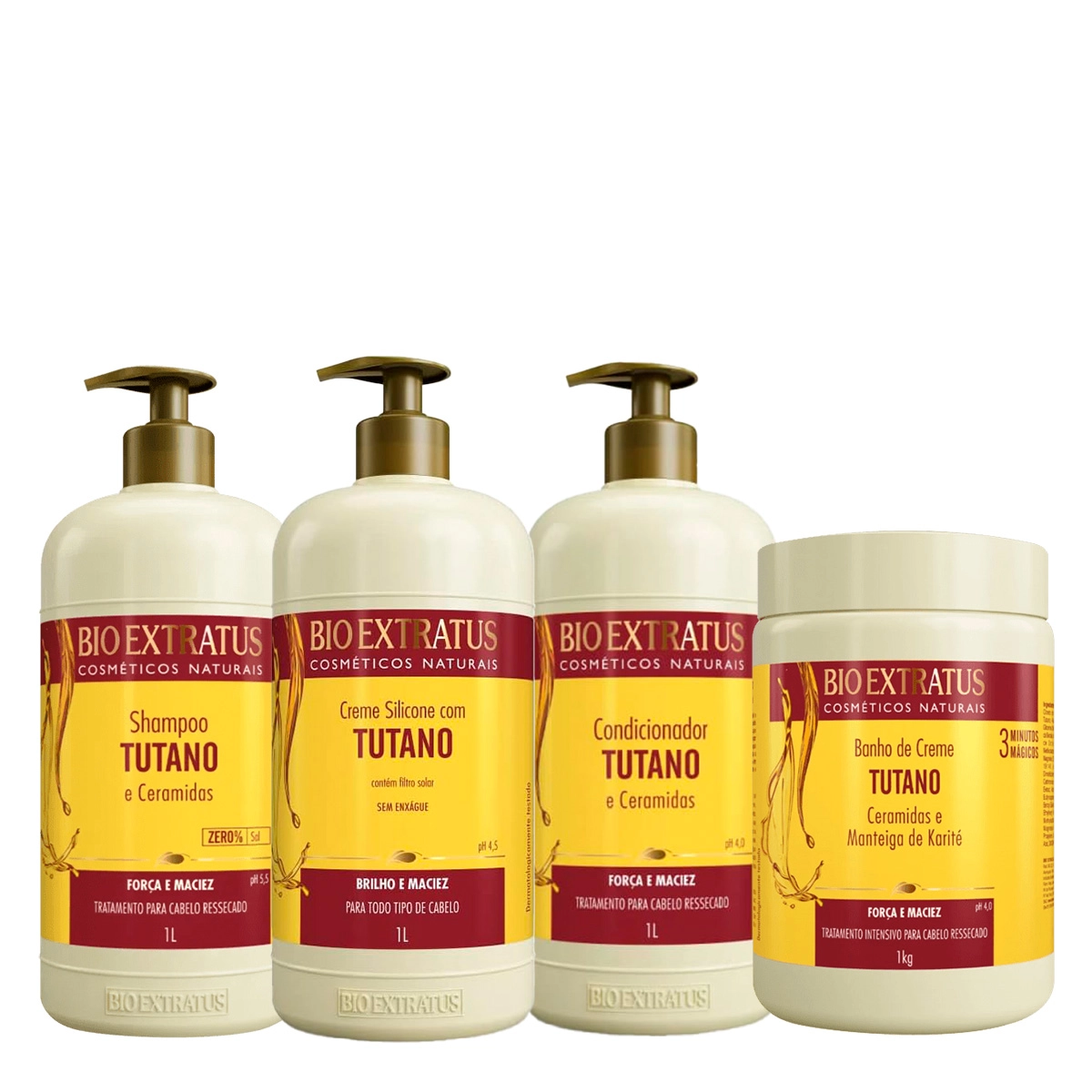 Kit Bio Extratus Tutano Shampoo Máscara Leave-in e Condicionador (4 produtos) Produto: Kit Bio Extratus Tutano Shampoo Máscara Leave-in e Condicionador (4 produtos)