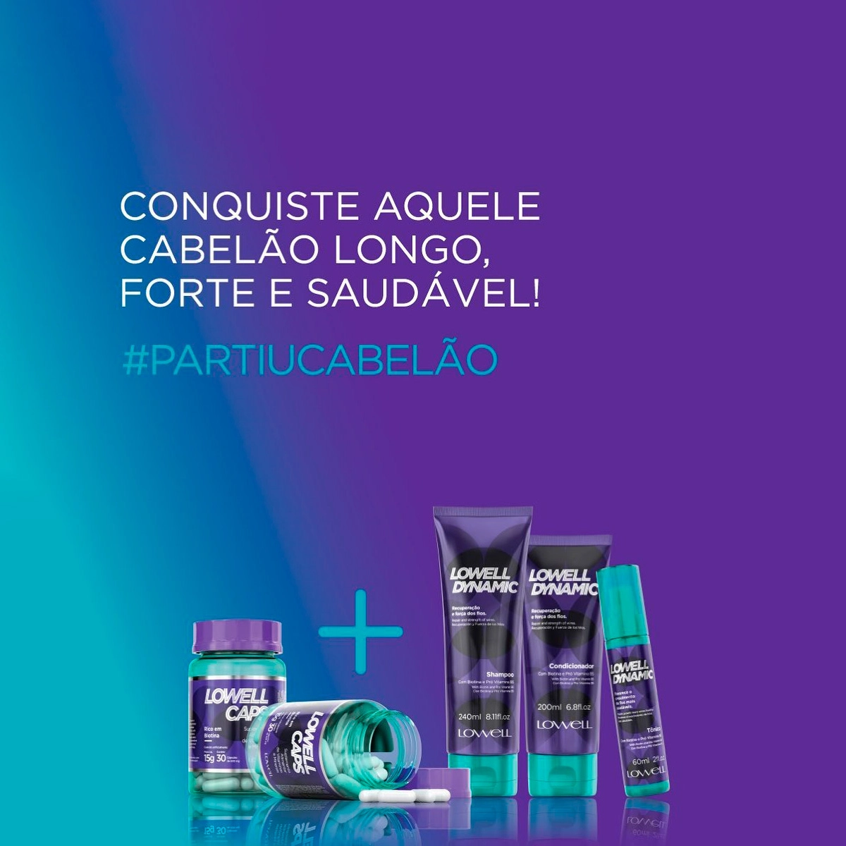 Produto: Kit Lowell Dynamic Shampoo Capsula e Pour Toi Parfum Cabelo e Corpo (3 produtos)
