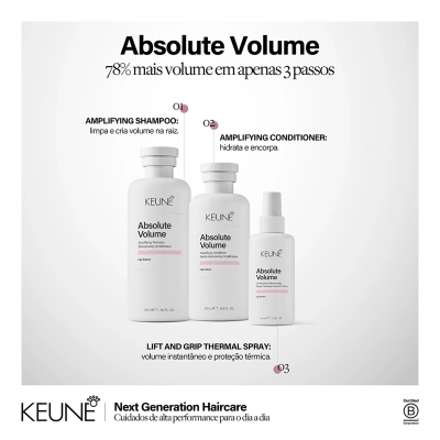 Produto Kit Keune Absolute Volume Shampoo Condicionador e Spray 3 Produtos
