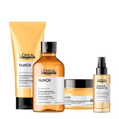 Produto: Kit L'Oréal Professionnel NutriOil Shampoo 300ml Condicionador 200ml Máscara 250g Óleo 90ml