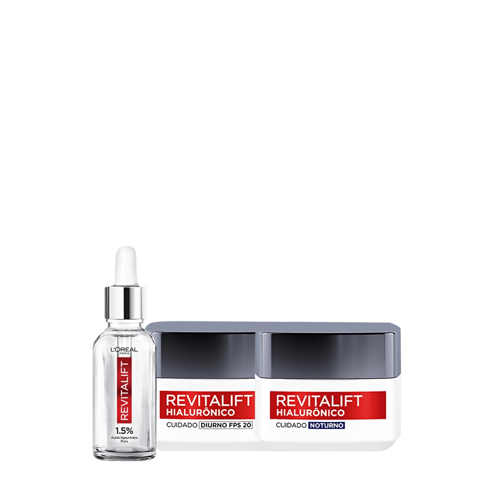 Produto: Kit L'Oréal Paris Revitalift Sérum e  Hialurônico Dia e Noite (3 produtos)