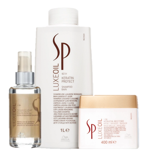 Produto: SP System Professional Luxe Oil Keratin Restore Shampoo 1L Mascara 400ml e Oleo Capilar 100ml