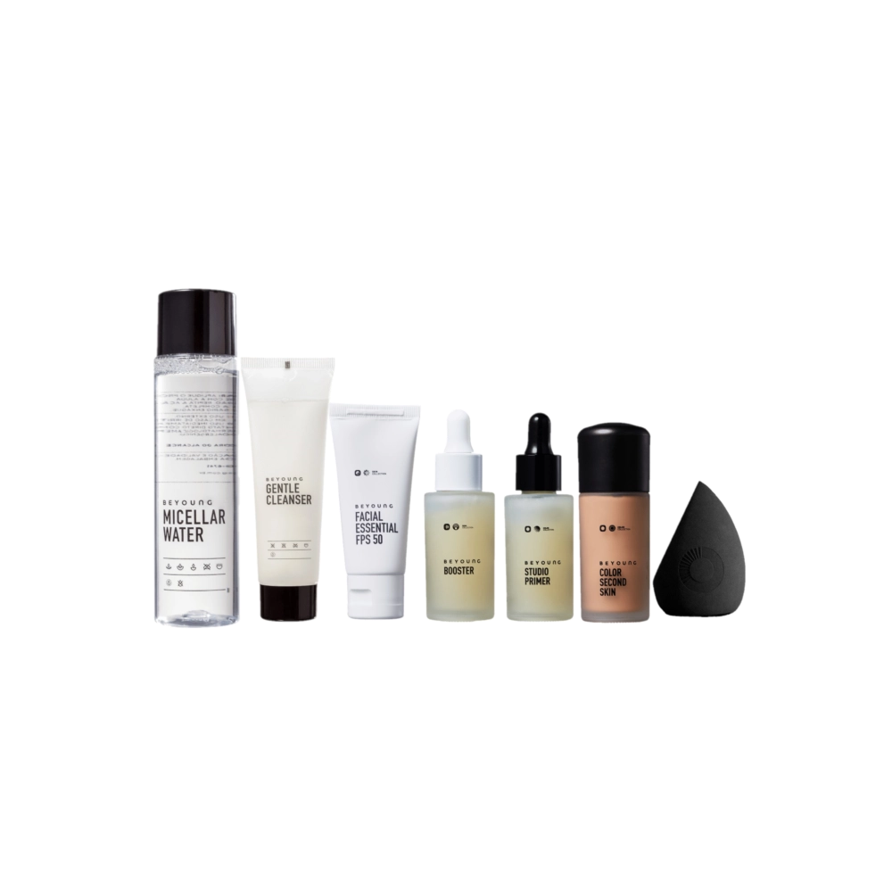Kit Beyoung Micelar Cleanser Booster Primer Protetor Base Mousse Flex (7 produtos) Produto: Kit Beyoung Micelar Cleanser Booster Primer Protetor Base Mousse Flex (7 produtos)
