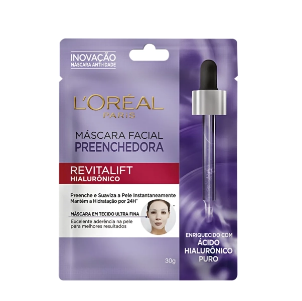 Produto: L’Oréal Paris Revitalift Hialurônico Preenchedora e Máscara Facial 30g