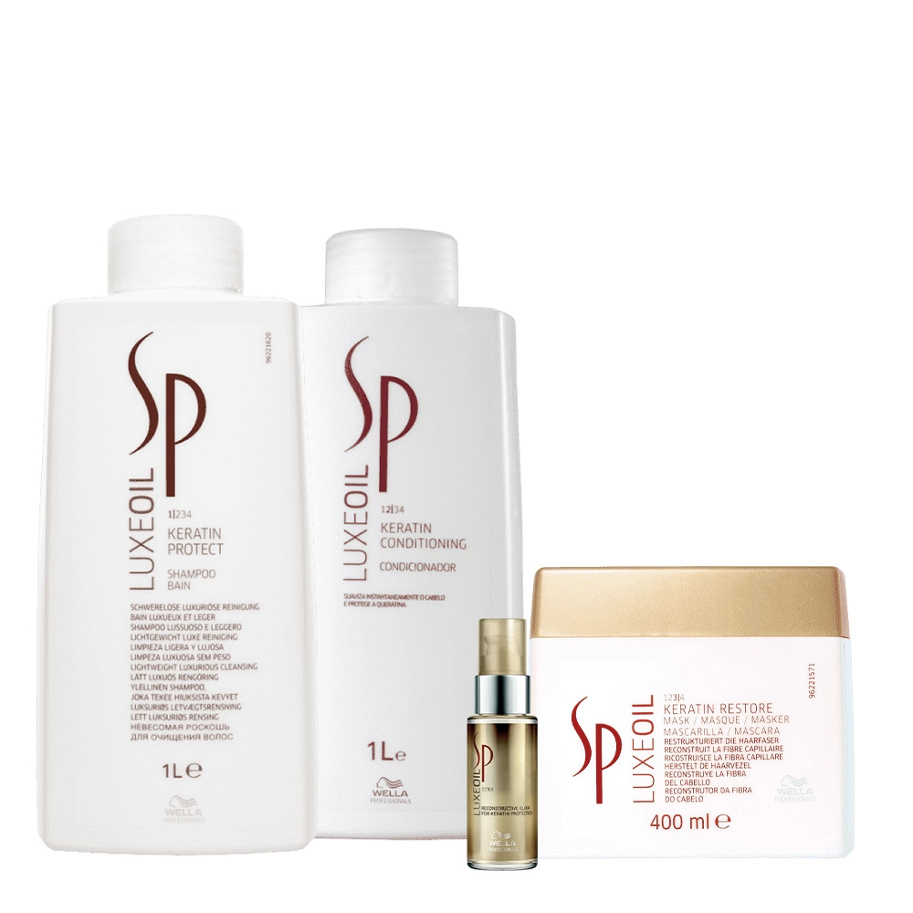 Kit SP System Professional Luxe Oil Keratin Restore e Oil Reconstructive 30ml (4 produtos) Produto: Kit SP System Professional Luxe Oil Keratin Restore e Oil Reconstructive 30ml (4 produtos)