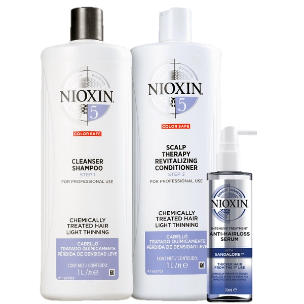 Produto: Nioxin Sistema 5 Cleanser Duo 1L e Serum Anti Hair 70ml 3 Produtos