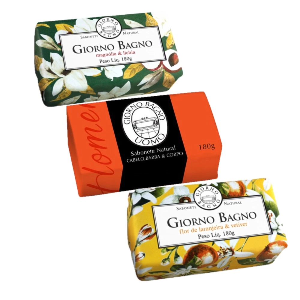 Produto: Kit Giorno Bagno Flor de Laranjeira, Lichia e Uomo Laranja (3 produtos)