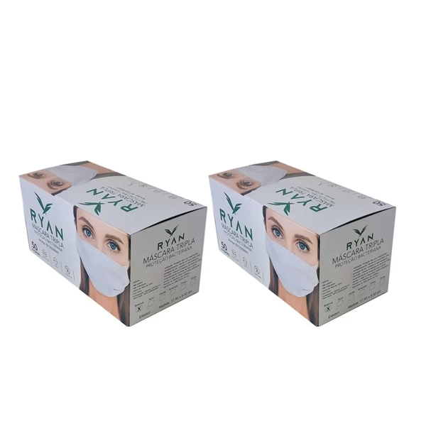 Produto: Mascara Cirurgica Descartavel Tripla Preta Ryan - 2x50 Unidades