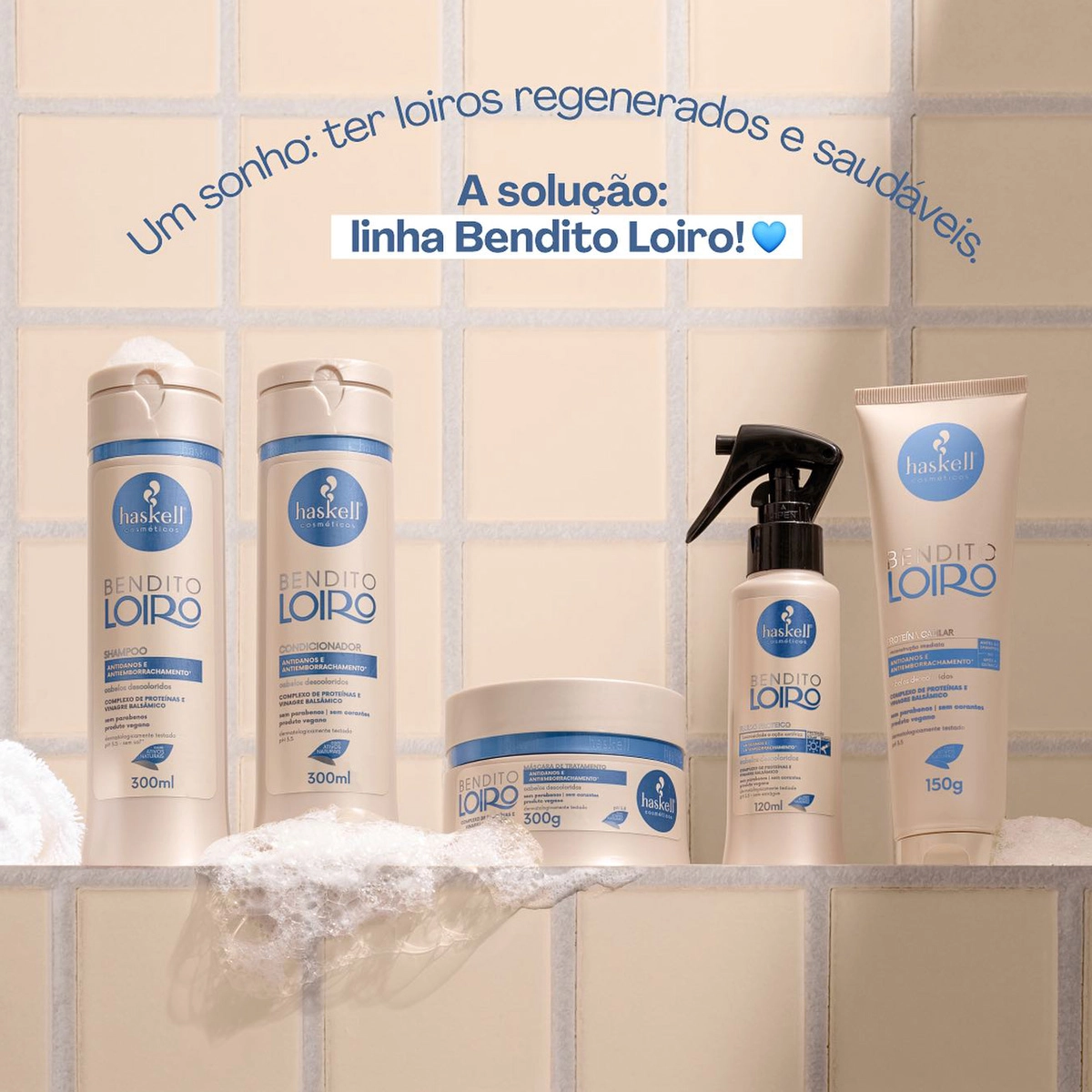 Produto: Kit Haskell Bendito Loiro Shampoo Fluido Proteico e Lamelar Máscara líquida (3 produtos)