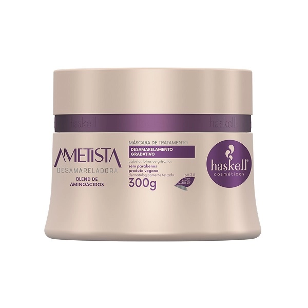 Kit Haskell Ametista Desamarelador Shampoo Condicionador Fluido e Máscara 300ml 120ml 300g Produto Kit Haskell Ametista Desamarelador Shampoo Condicionador Fluido e Máscara 300ml 120ml 300g
