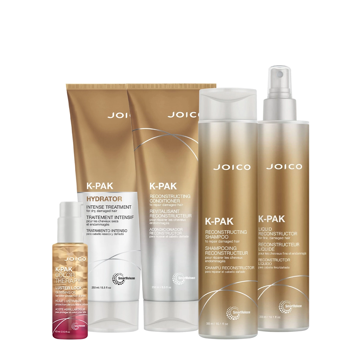 Produto: Kit Joico K-PAK Reconstrutor Hydrator Luster Home Care Oil Spray (5 produtos)