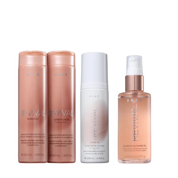 Produto: BRAÉ Revival Reconstrutor kit - Shampoo+Condicionador 250ml+Leave-in 200ml+Gorgeous Oil 60ml