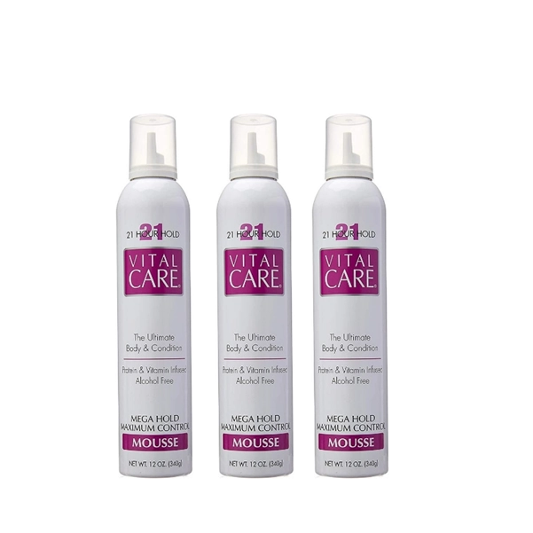 Produto: Mousse Vital Care 21h Mega Hold Maximum Control 340g - 3 Unidades