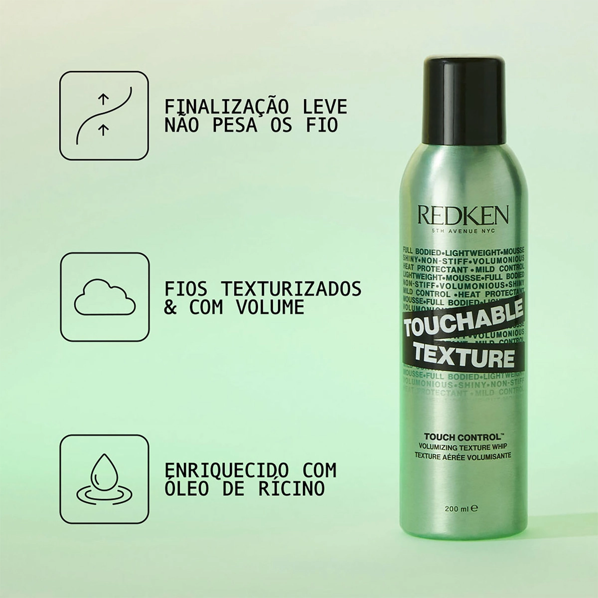 Produto: Mousse Fixador Touchable Texture Styling Redken 200ml