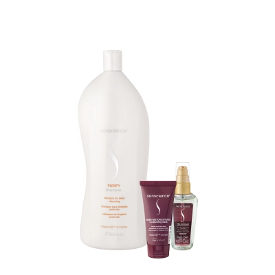 Produto Kit Senscience Purify Shampoo 1L Máscara Intensif 50ml e Óleo True Hue 55ml