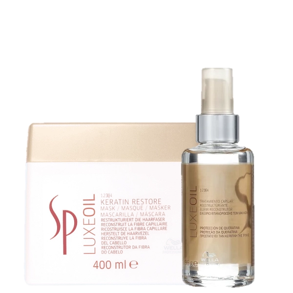 Produto: SP System Professional Luxe Oil Keratin Restore Mascara 400ml e Oleo Capilar 100ml