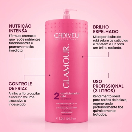 Condicionador Glamour Rubi Cadiveu Glamour Rubi 3 Litros Produto Condicionador Glamour Rubi Cadiveu Glamour Rubi 3 Litros