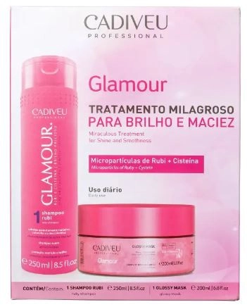 Produto: Kit Shampoo e Máscara Glamour Glossy Rubi Cadiveu 250ml e 200ml