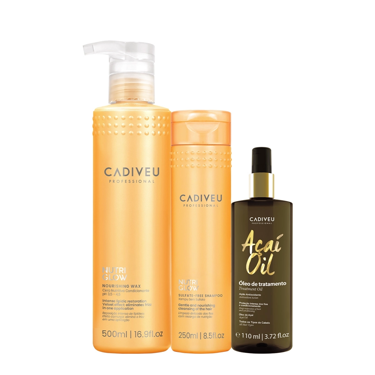 Kit Cadiveu Professional Nutri Glow Shampoo Cera e Açaí Oil 110 (3 produtos) Produto: Kit Cadiveu Professional Nutri Glow Shampoo Cera e Açaí Oil 110 (3 produtos)