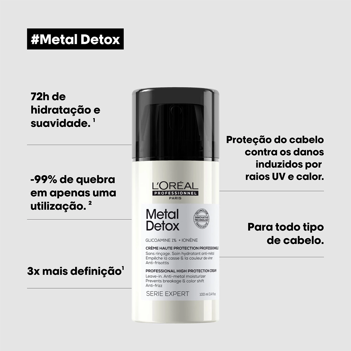 Produto: Kit L'Oréal Professionnel Metal Detox Pré Shampoo Máscara Shampoo e Leave-in (4 produtos)