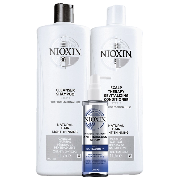 Produto: Kit Nioxin Sistema 1 Duo 1L e Serum Anti Hair 70ml 3 Produtos