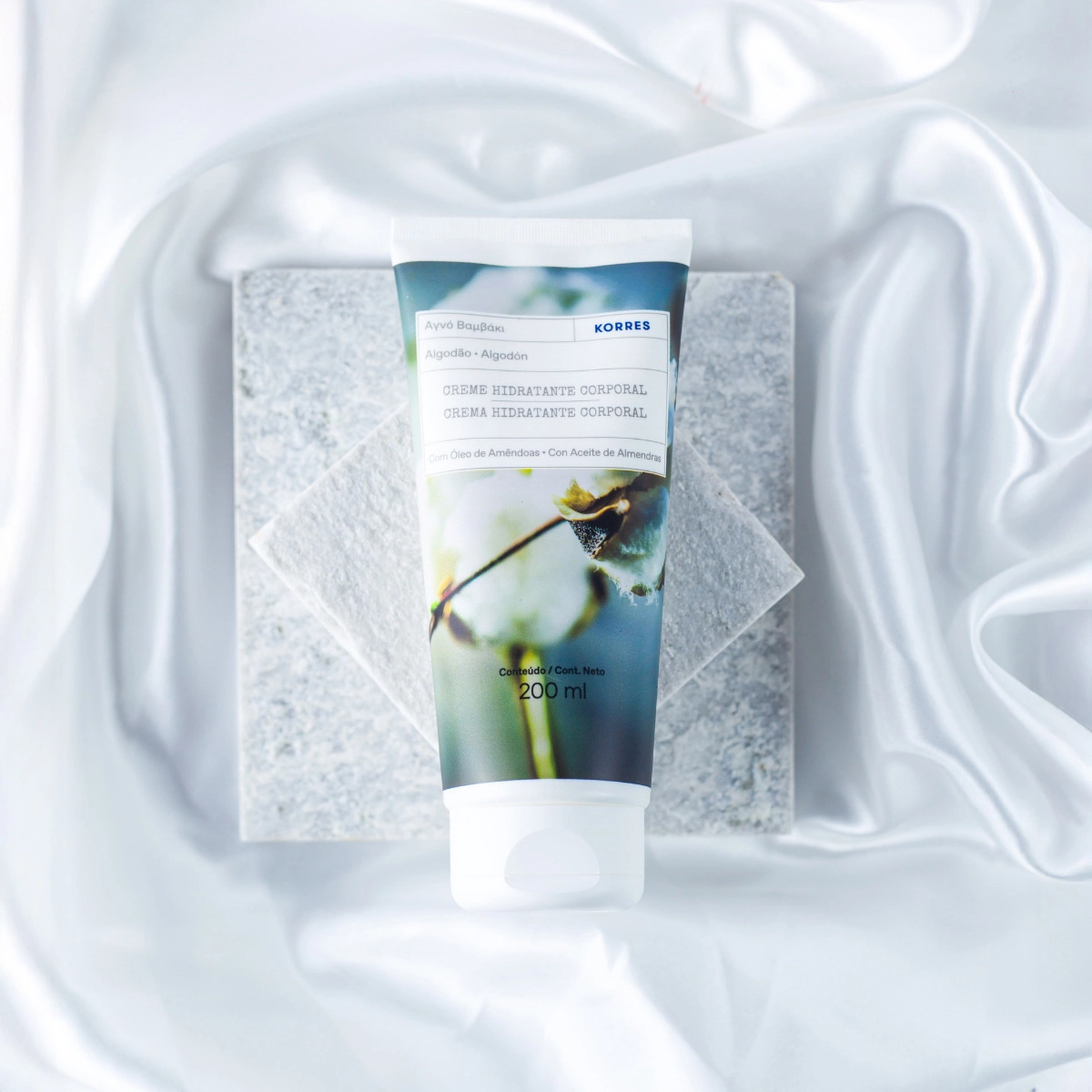 Produto: Kit Korres Algodão Puro Sabonete Hidratante Óleo Corporal (3 produtos)