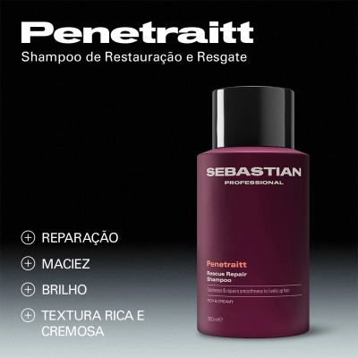 Kit Sebastian Professional Penetraitt Shampoo 250ml Máscara 150ml e Bolsa Produto Kit Sebastian Professional Penetraitt Shampoo 250ml Máscara 150ml e Bolsa